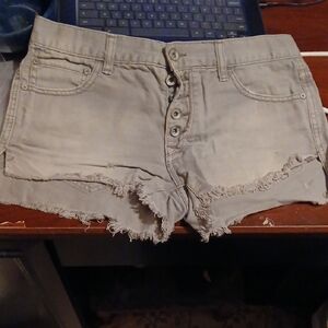 Free People Distressed Gray Denim Shorts
